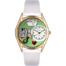 Whimsical Womens Nurse Green White Leather Watch #557351