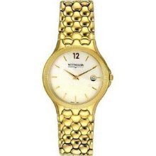Wittnauer Men's 11b01 Gold Tone White Dial Date Watch
