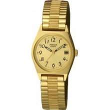 Women Pulsar PF4002 Dress Gold Tone Stainless Steel Dial Expansion