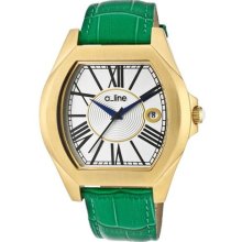 Women's Adore Silver Dial Green Genuine Leather ...