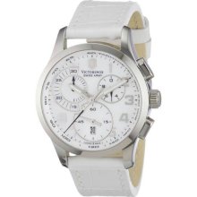 Women's Alliance Chronograph Mother of Pearl Dial Stainless Steel Case White Lea