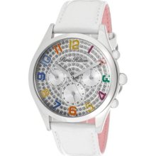 Women's Beverly Silver Glitter Dial White Pearl Tone Genuine Calf ...