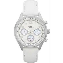 Women's Chronograph Stainless Steel Case Mother of Pearl Dial Leather Strap