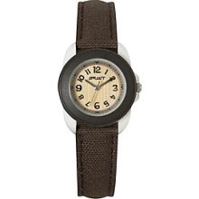 Women's Eco-friendly Brown Watch With Organic Cotton Strap And Bamboo Dial By