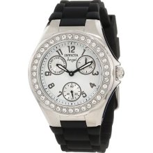 Womens Invicta 1647 Angel White Dial Crystal Accented Black Rubber Watch