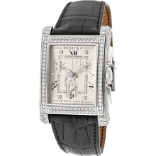 Women's No. 7 Chronograph White Diamond Silver Dial Black Leather ...