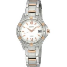 Women's Rose Two Tone Stainless Steel Solar Quartz White Dial Women's Rose Two Tone Stainless Steel Solar Quartz White Dial