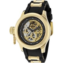 Women's Russian Diver Mechanical Black Polyurethane & 18K Gold Plated SS