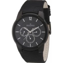 Women's Stainless Steel Case Leather Bracelet Black Dial Day Date