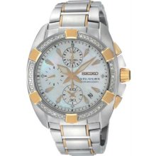 Women's Two Tone Velatura Mother of Pearl Quartz Chronograph Diamonds