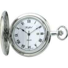 Woodford Decorated Two Tone Quartz Pocket Watch - Chrome