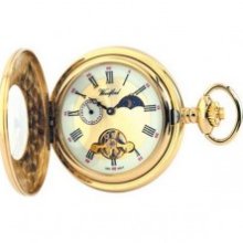 Woodford Moondial Gold Plated Mechanical Pocket Watch