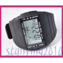 World Multiple Time Zone Women Mens Digital Watch Black