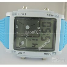 10pcs High-tech Dual Display Unisex Digital Watch Alarm Light Date W