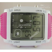 10pcs High-tech Dual Display Unisex Digital Watch With Alarm Light D