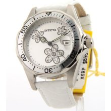 12512 Invicta Womens Diver Leather Magnified Date Crystals Watch