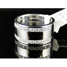 14k Mens/ladies White Gold Genuine Diamond Band Ring 1c