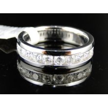 14k Mens White Gold Diamond Wedding Band Ring 1.50 Ct