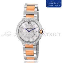 2.00ct Diamond Cartier Medium Ballon Bleu Diamond Dial Two-tone Rose Gold Watch