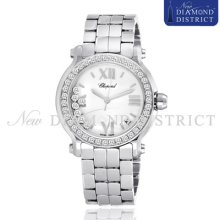 2.35ct Total Big Diamond Chopard Happy Sport Round 36mm Stainless Steel Watch