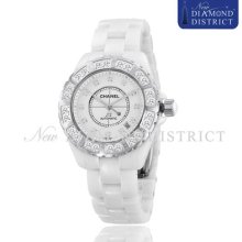 2.90ct White Ceramic Chanel J12 Diamond Dial 38mm H1629 Watch Sku33