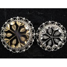 2 Sterling Silver Brooch's Gold & Silver Design Accents