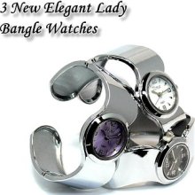 3 X Elegant Lady Crystals Bangle Watches B272u