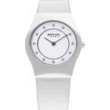 32030-659 Bering Time Ladies Ceramic White Calfskin Watch