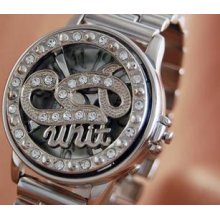 3d Bling Silver Hip Hop Men Crystal Spinner Watch