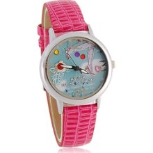 3D High-Heels Pattern Women's Analog Watch with PU Leather Strap (Red)
