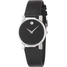 $550 Retail Movado Mens Watch Black Dial Unique Leather 0604230 (84 G4 875)