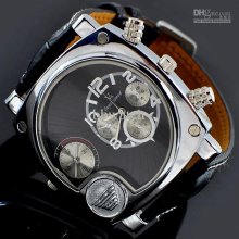 5pcs New Style V6 Watch Big Bang Dial Stainless Sport Watch Mens Lea