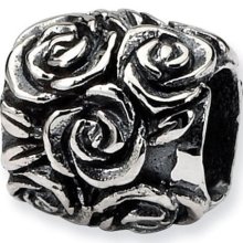 925 Sterling Silver Child Kids Floral Rose Bali Bead ...