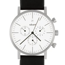 A.B.Art Men's Quartz Watch With White Dial Chronograph Display And Black Leather Strap Oc101
