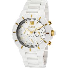 a_line Watches Women's Marina Chrono White Dial Gold Tone Accent White