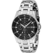 Accurist Gents Stainless Steel Bracelet Black Dial 100m Wr Watch Mb939b RrpÂ£180