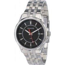 Accurist Men's Quartz Watch With Black Dial Analogue Display And Stainless Steel Bracelet Mb940b