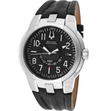 Accutron by Bulova Watches Men's Eagle Pilot GMT Black Dial Black Genu