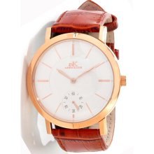 Adee Kaye AK7236-MRG WHT Rose Gold Antigo Leather Strap Mechanical Wat