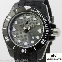Adee Kaye Black And Grey Dial Watch With Date Retail $260