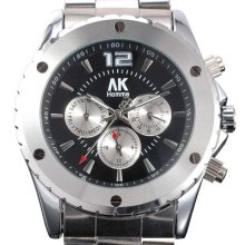 Ak Homme Mens Automatic Mechanical 12/24hrs Day & Date Display Dial Wrist Watch