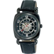 Akribos Xxiv Ak479bk Skeleton Automatic Black Square Mens Watch