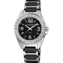 Akribos Xxiv Ak514bk Quartz Crystal Ceramic Bracelet Womens Watch