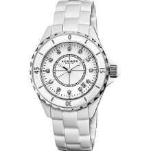 Akribos Xxiv Women Allura White Ceramic Watch Water Resist Japanese Movement