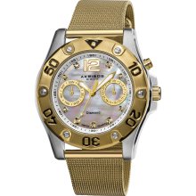 Akribos XXIV Women's Diamond Multifunction Mesh Bracelet Watch (Gold-tone)