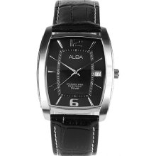 Alba Classic Mens Black Leather Water Resistant Analog Dress Watch As9133x