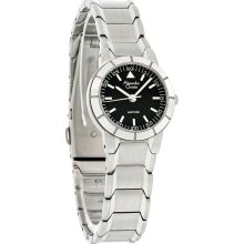 Alexandre Christie Sapphire Ladies Black Dial Swiss Quartz Watch A8047lss02