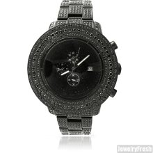 All Black High End Pilot Watch 15 CTW Simulated Diamond