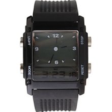 Analog Digital + Dual-Time Ladies Wrist Watch with Weekday Display - Black (2*CR1120)
