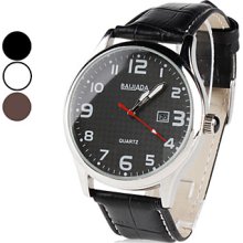 Analog Unisex PU Quartz Wrist Watch with Calendar (Assorted Colors)